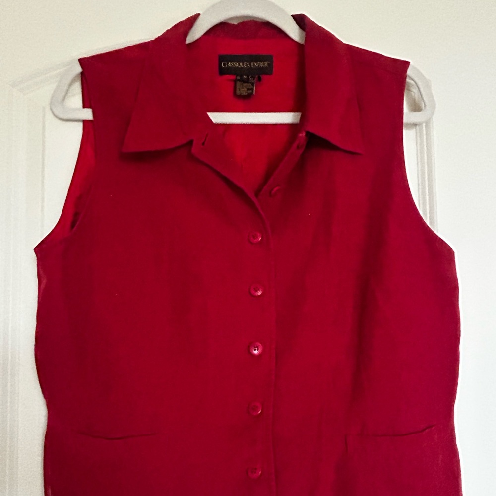 Red Suede Vintage Sleeveless Top